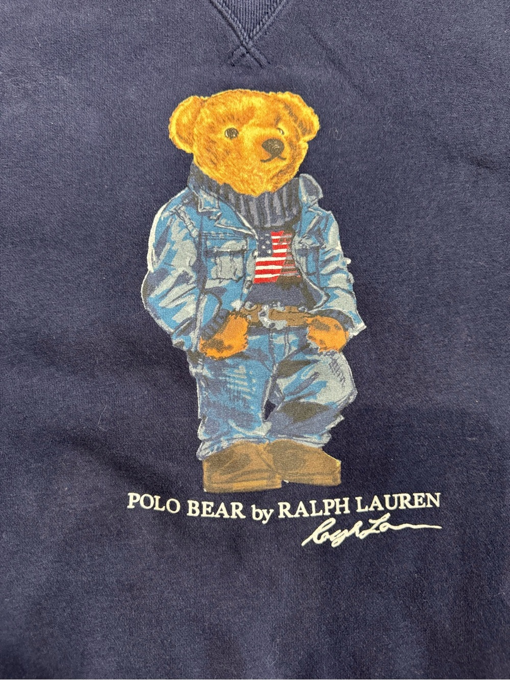 Ralph Lauren Navy Sweatshirt with Polo Bear Graphic - Picture 2 of 6